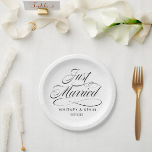 Just Married Wedding Paper Plate Pappteller