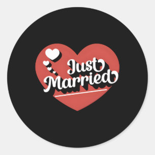 Just Married Wedding Runder Aufkleber