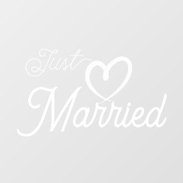 Just Married White Heart Fensteraufkleber