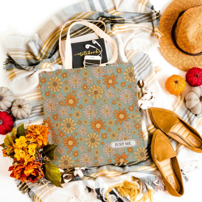 Just Me Floral Blue Aesthetic Tote Bag (Von Creator hochgeladen)