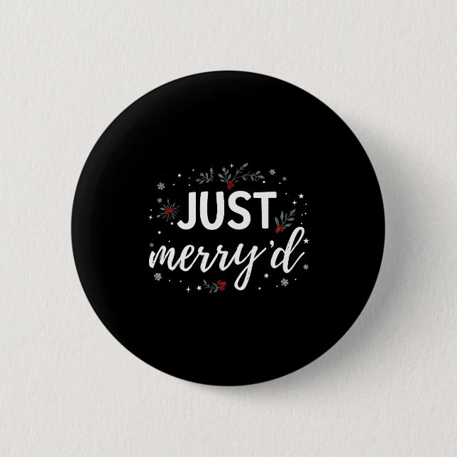 Just Merry'd Matching Christmas Wedding Party Marr Button (Vorderseite)