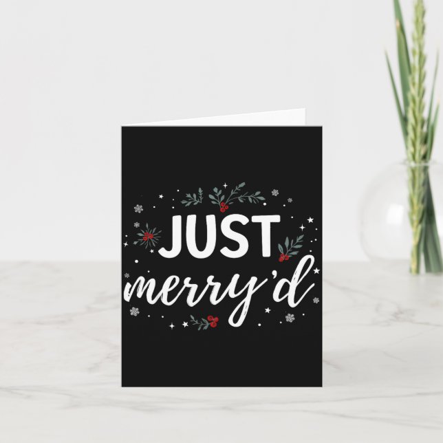 Just Merry'd Matching Christmas Wedding Party Marr Karte (Vorderseite)