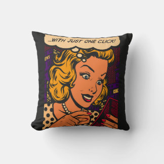 Just One Click Retro Vintage Comic Cartoon Pin-up Kissen