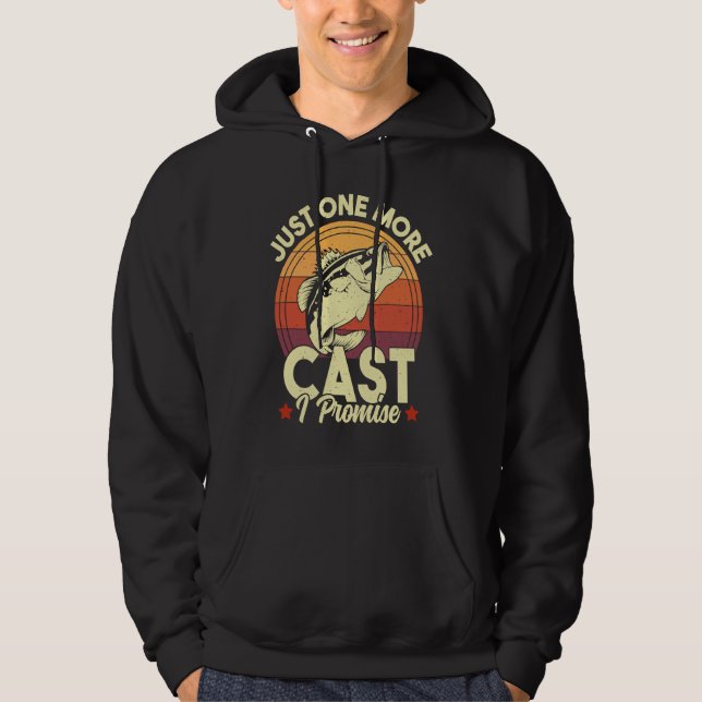 Just One More Cast I Promise Funny Mens Retro Fish Hoodie (Vorderseite)