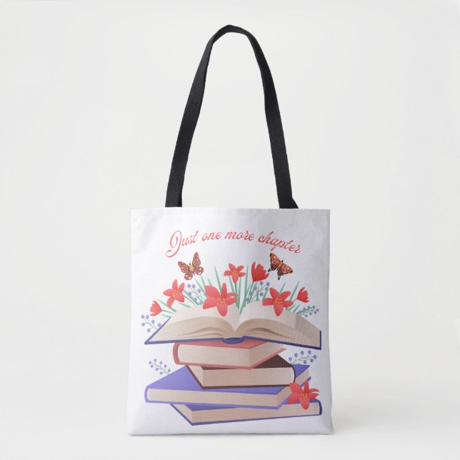 "Just One More Chapter " book lover tote bag  (Vorderseite)