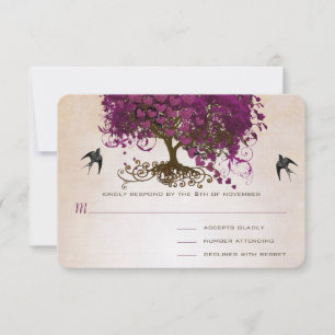 Just Peachy Sangria Herz Leaf Tree Wedding RSVP