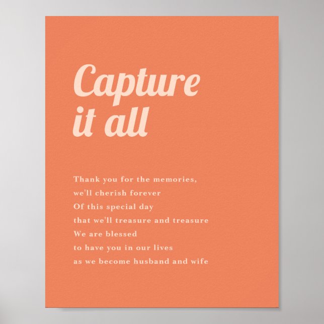 Just Peachy Wedding verfügbar Camera Sign Poster (Vorne)