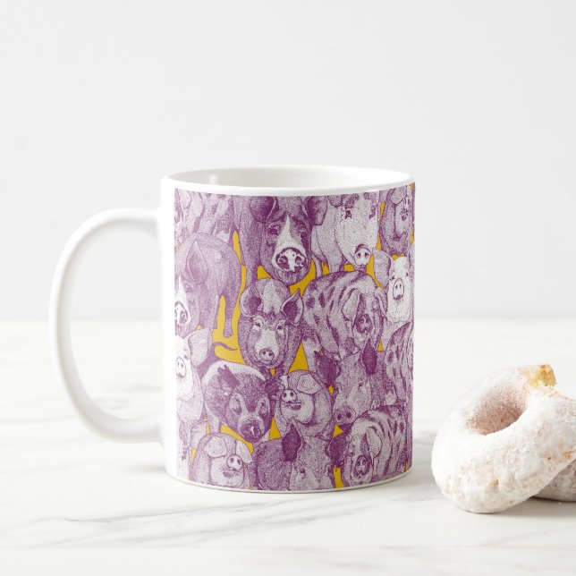 just pigs purple yellow kaffeetasse (Mit Donut)