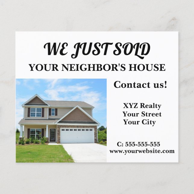 Just Sold Realtor Real Anwesen Marketing Flyer (Vorne)