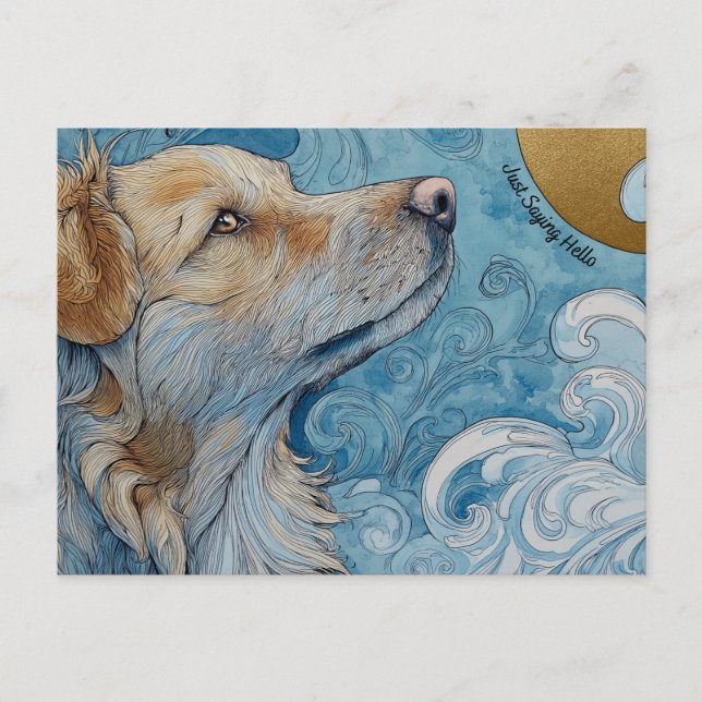 Just Sprichwort Hallo Hund Postcard Postkarte (Vorderseite)