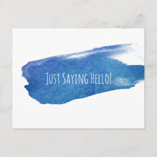 Just Sprichwort Hello Blue Paint Brushstroke Postkarte
