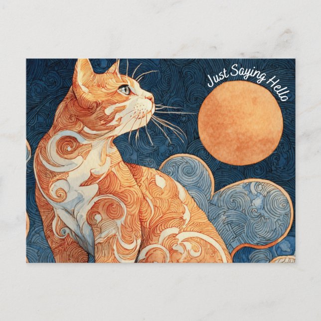 Just Sprichwort Hello Cat Postcard Postkarte (Vorderseite)
