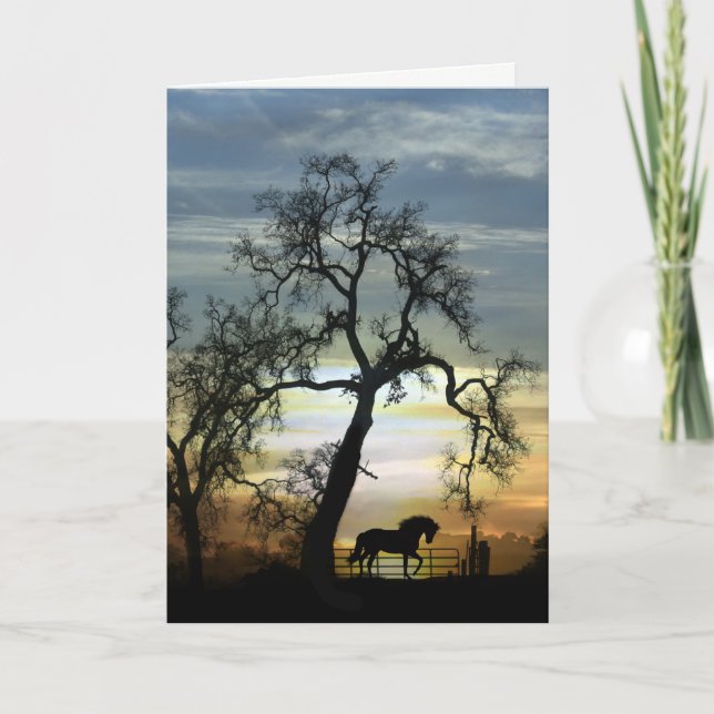 Just Sprichwort Hello Horse and Oak Tree Card Karte (Vorderseite)