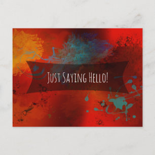 "Just Sprichwort Hello" - Red Abstrakt Digital Art Postkarte