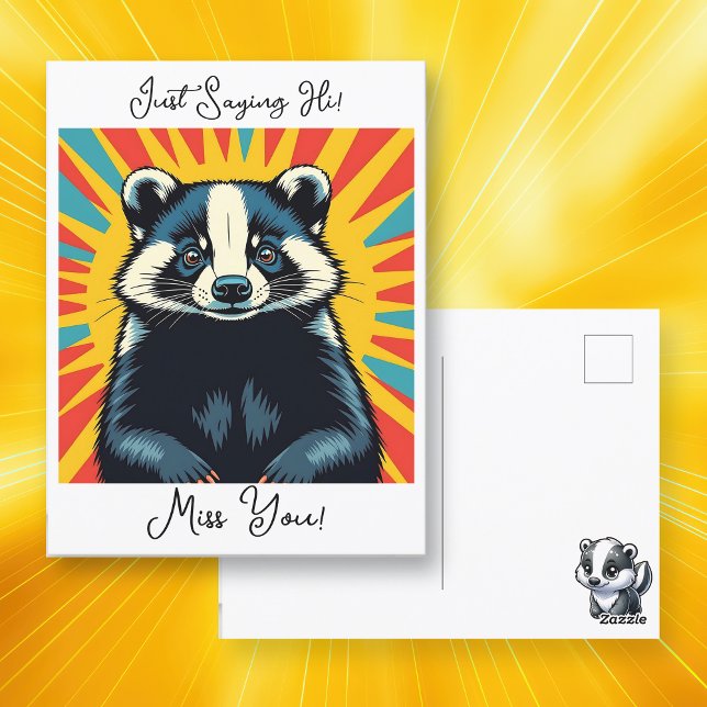 Just Sprichwort Hi | Niedlich Badger Postkarte (Von Creator hochgeladen)