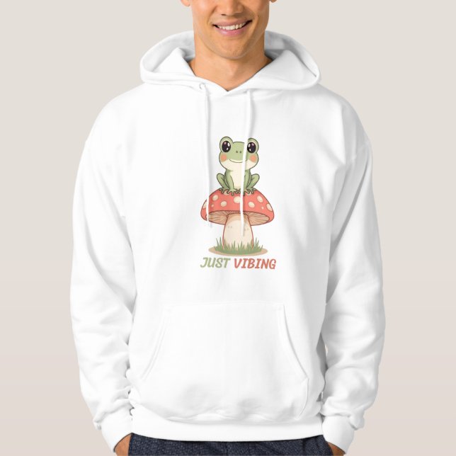 Just Vibing Frog Mushroom T-Shirt Hoodie (Vorderseite)