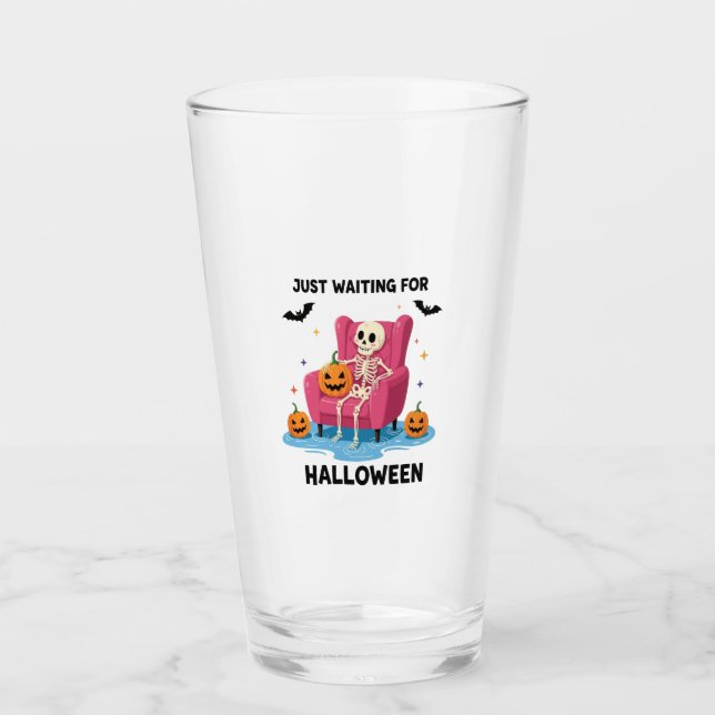 Just Waiting for Halloween Skeleton Glas (Vorderseite)