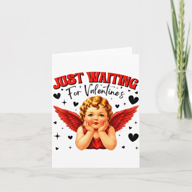 Just Waiting For Valentines Day Baby Cud Cute Vale Karte (Vorderseite)