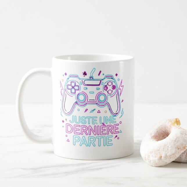 Juste Une Dernière Partie Gamer Mug - Retro Kaffeetasse (Mit Donut)