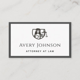 Justice Lady Lawyer Scales Logo Grau & Weiß Bold Visitenkarte