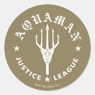 Justice League   Aquaman Retro Trident-Emblem Runder Aufkleber