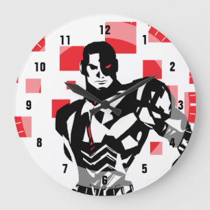 Justice League   Cyborg Digital Noir Pop Art Große Wanduhr
