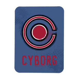Justice League   Cyborg-Symbol mit Pinsel und Rast Magnet