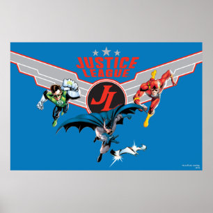 Justice League Flying Air Abzeichen und Helden Poster