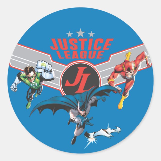 Justice League Flying Air Abzeichen und Helden Runder Aufkleber (Vorderseite)