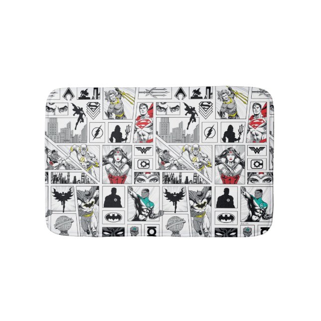 Justice League Heldentafel-Muster Badematte (Vorderseite)