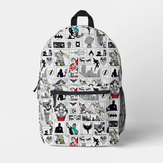 Justice League Heldentafel-Muster Bedruckter Rucksack (Vorderseite)