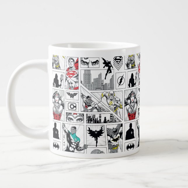 Justice League Heldentafel-Muster Jumbo-Tasse (Links)