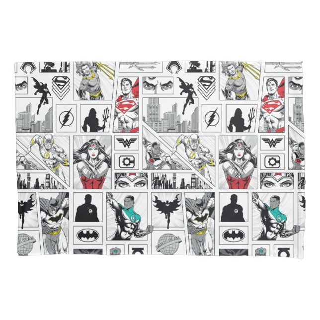 Justice League Heldentafel-Muster Kissenbezug (Vorderseite)