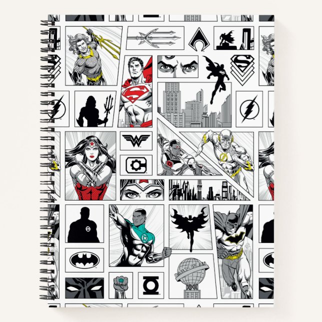 Justice League Heldentafel-Muster Notizbuch (Vorderseite)