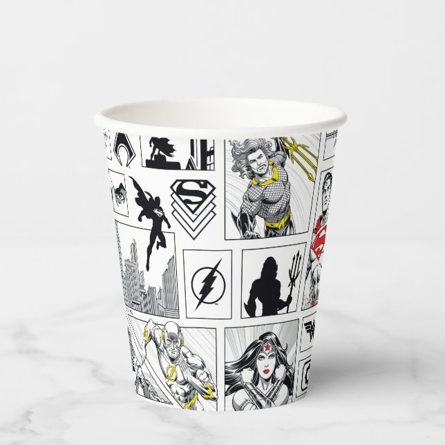 Justice League Heldentafel-Muster Pappbecher (Vorderseite)