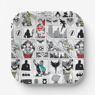 Justice League Heldentafel-Muster Pappteller