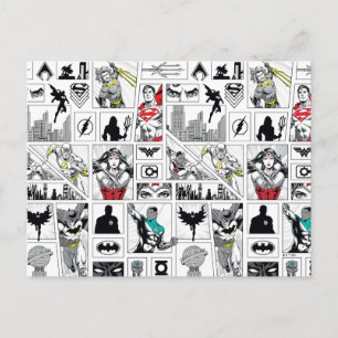 Justice League Heldentafel-Muster Postkarte