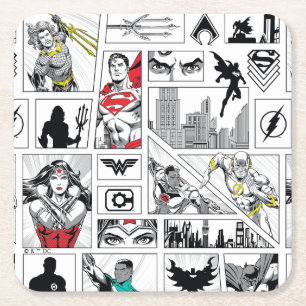 Justice League Heldentafel-Muster Rechteckiger Pappuntersetzer