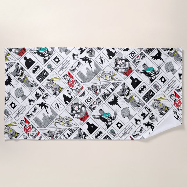 Justice League Heldentafel-Muster Strandtuch (Vorderseite)