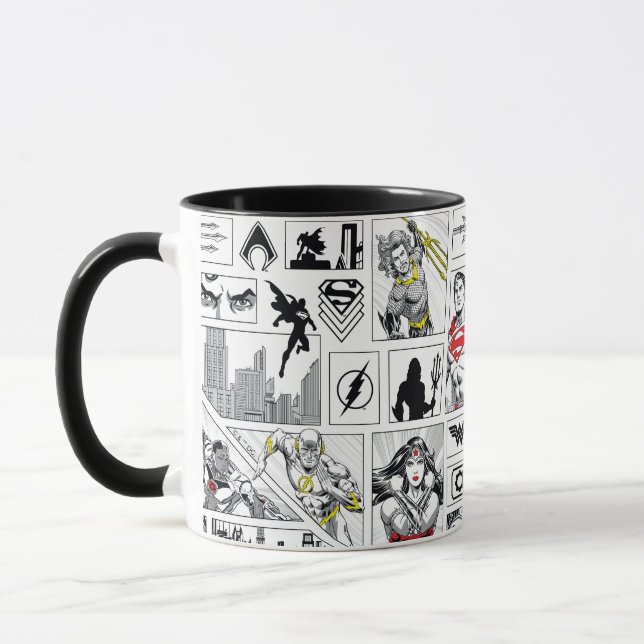 Justice League Heldentafel-Muster Tasse (Links)