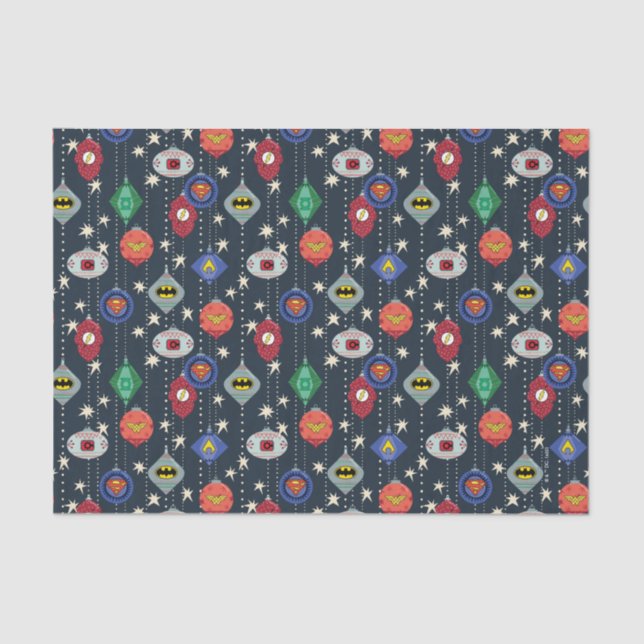 Justice League Holiday Bauble Pattern Seidenpapier (Vorderseite)