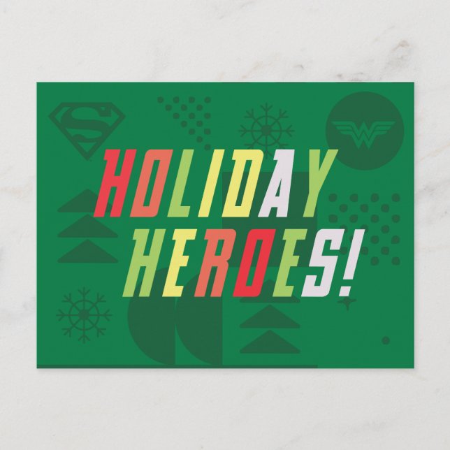 Justice League Holiday Heroes Graphic Feiertagspostkarte (Vorderseite)