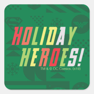 Justice League Holiday Heroes Graphic Quadratischer Aufkleber