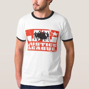 Justice League-Logo und Charakter-Silhouetten T-Shirt
