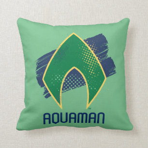 Justice League Pinsel & Halftone Aquaman-Symbol Kissen