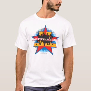 Justice League Silhouetten und Sternenhintergrund T-Shirt
