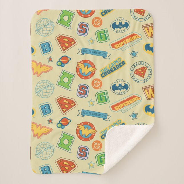 Justice League Superhelden-Abzeichen-Muster Sherpadecke (Vorderseite)