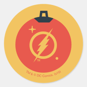 Justice League The Flash Holiday Weihnachtskugel Runder Aufkleber