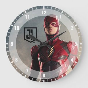 Justice League   The Flash On Battlefield Große Wanduhr