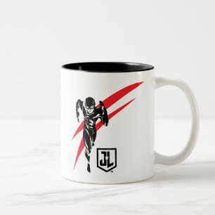 Justice League   The Flash Running Noir Pop Art Zweifarbige Tasse